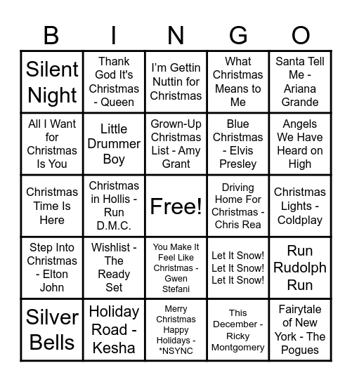 Christmas Hits! Bingo Card
