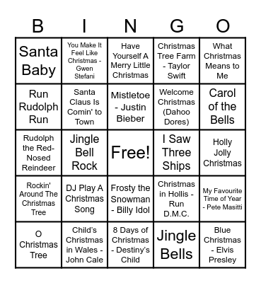 Christmas Hits! Bingo Card