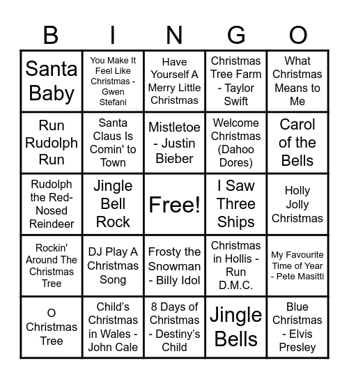 Christmas Hits! Bingo Card