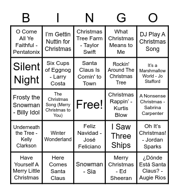 Christmas Hits! Bingo Card