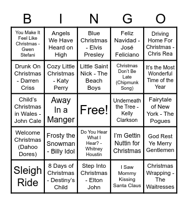Christmas Hits! Bingo Card