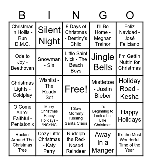 Christmas Hits! Bingo Card
