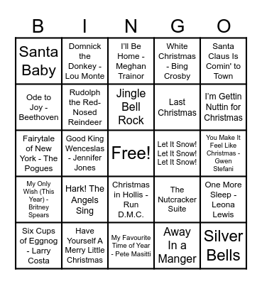 Christmas Hits! Bingo Card
