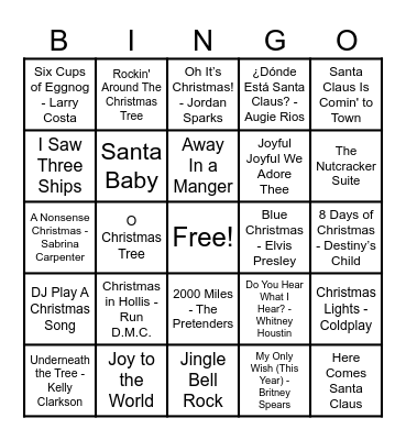 Christmas Hits! Bingo Card