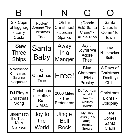 Christmas Hits! Bingo Card