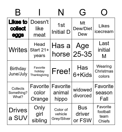Co Worker Bingo Card