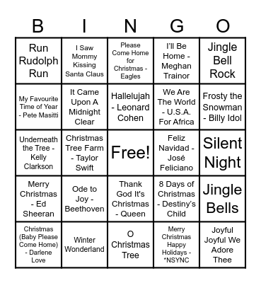 Christmas Hits! Bingo Card