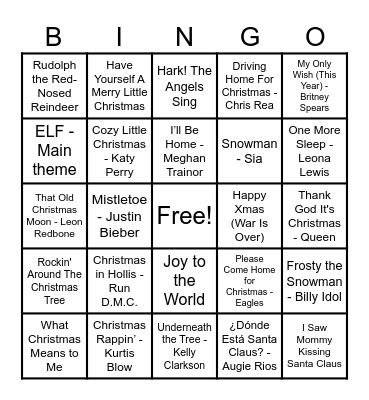 Christmas Hits! Bingo Card