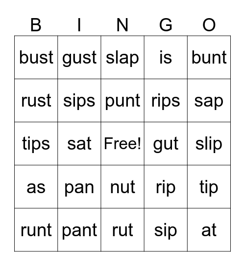 Blends 1 Bingo Card