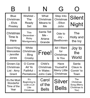 Christmas Hits! Bingo Card