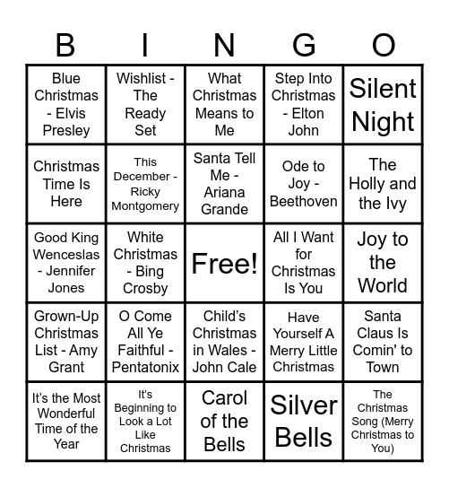 Christmas Hits! Bingo Card