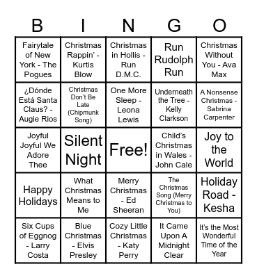 Christmas Hits! Bingo Card
