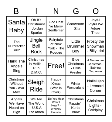 Christmas Hits! Bingo Card