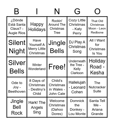 Christmas Hits! Bingo Card