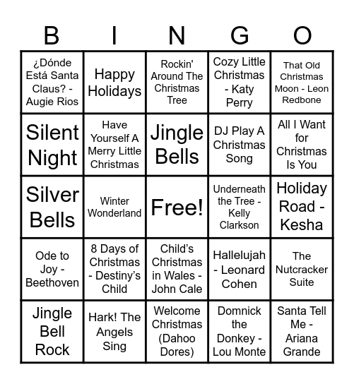 Christmas Hits! Bingo Card