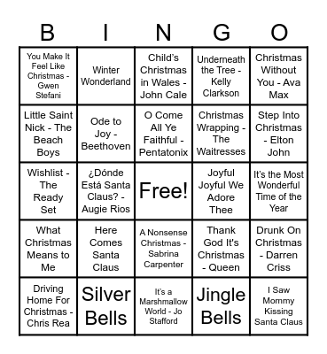 Christmas Hits! Bingo Card