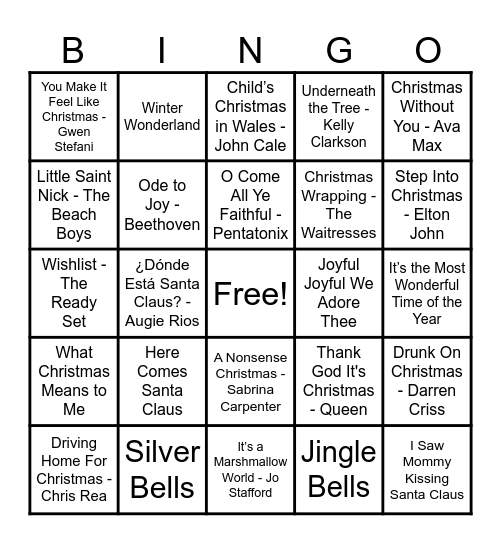 Christmas Hits! Bingo Card
