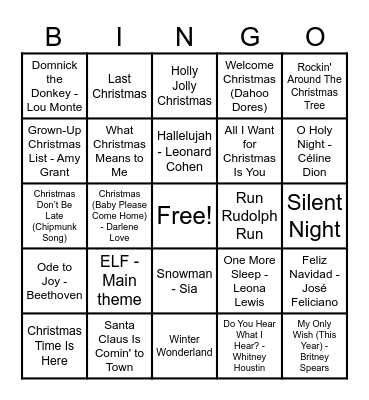Christmas Hits! Bingo Card