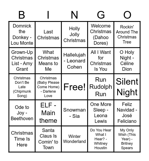 Christmas Hits! Bingo Card