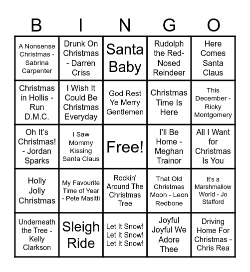 Christmas Hits! Bingo Card