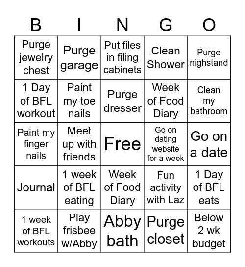 Pretty Girl Bingo Card