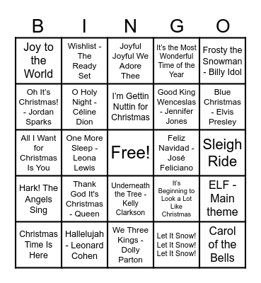 Christmas Hits! Bingo Card