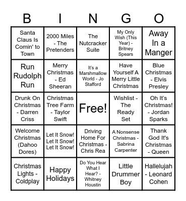 Christmas Hits! Bingo Card