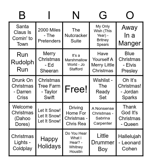 Christmas Hits! Bingo Card