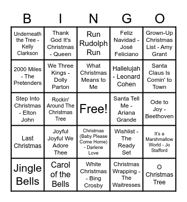 Christmas Hits! Bingo Card