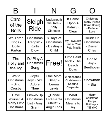 Christmas Hits! Bingo Card