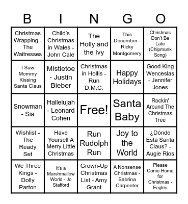 Christmas Hits! Bingo Card
