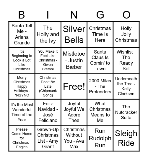 Christmas Hits! Bingo Card