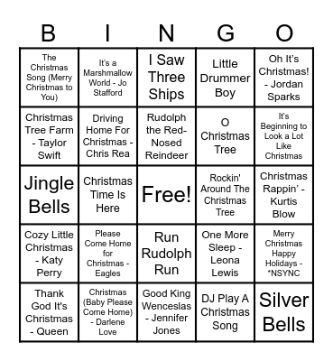 Christmas Hits! Bingo Card