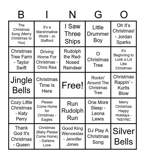 Christmas Hits! Bingo Card