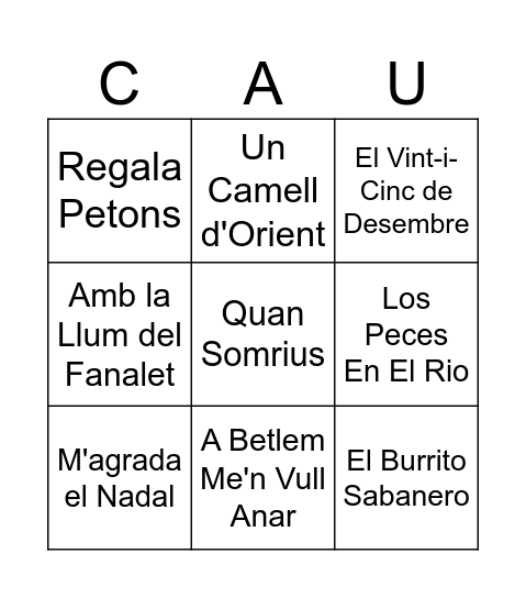 Bingo Nadalenc Bingo Card