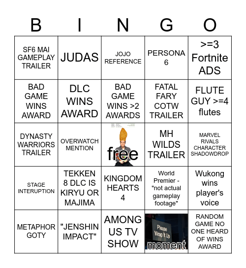 Game Awards bingo card Bingo Card