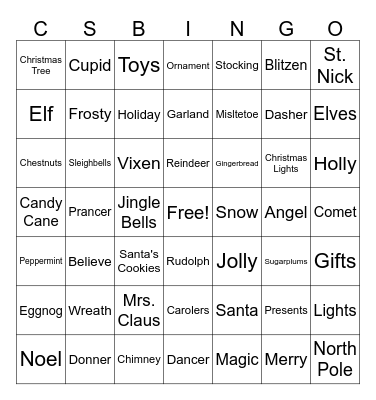 CHRISTMAS BINGO Card