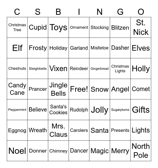 CHRISTMAS BINGO Card
