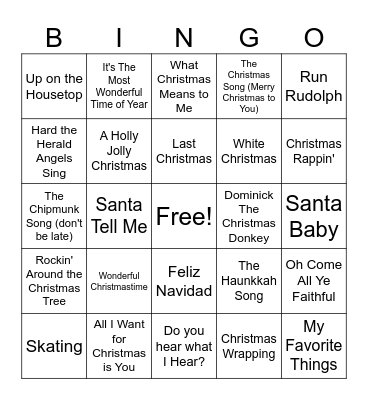 Cobblestone - 12-11-24 - Christmas Songs Bingo Card