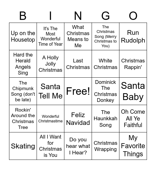 Cobblestone - 12-11-24 - Christmas Songs Bingo Card