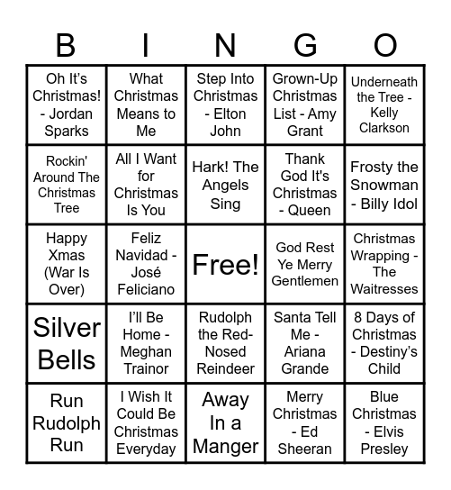 Christmas Hits! Bingo Card