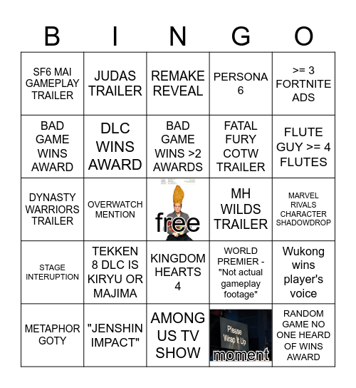 Game Awards bingo card Bingo Card