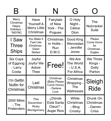 Christmas Hits! Bingo Card