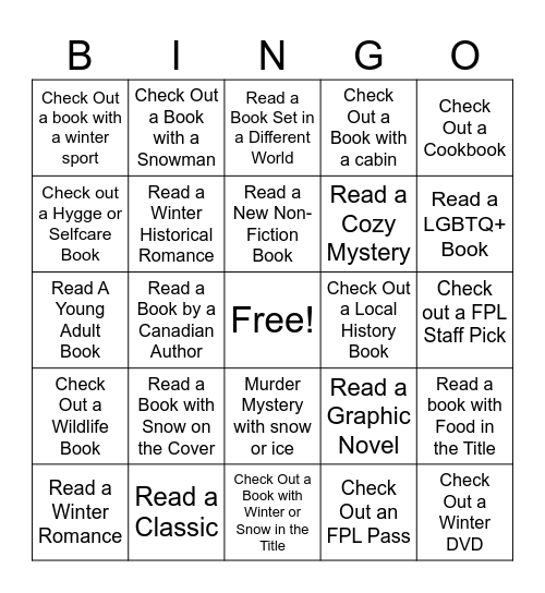 WINTER READING Bingo Card