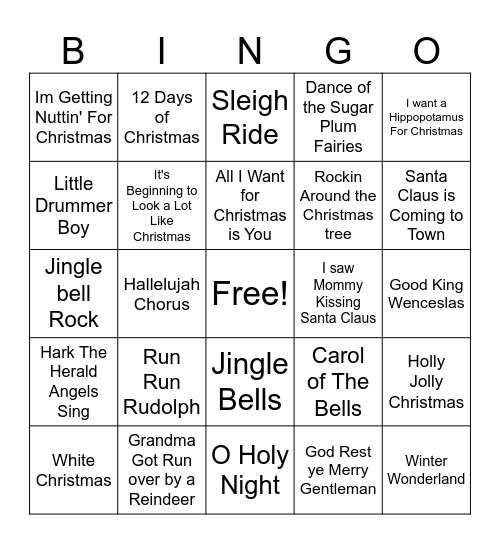 Christmas Song Bingo! Bingo Card