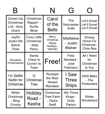 Christmas Hits! Bingo Card