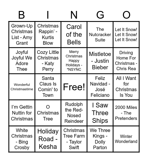 Christmas Hits! Bingo Card