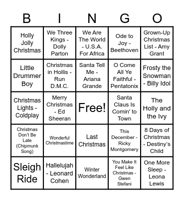 Christmas Hits! Bingo Card