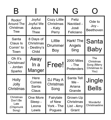 Christmas Hits! Bingo Card