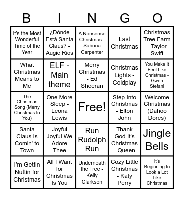 Christmas Hits! Bingo Card